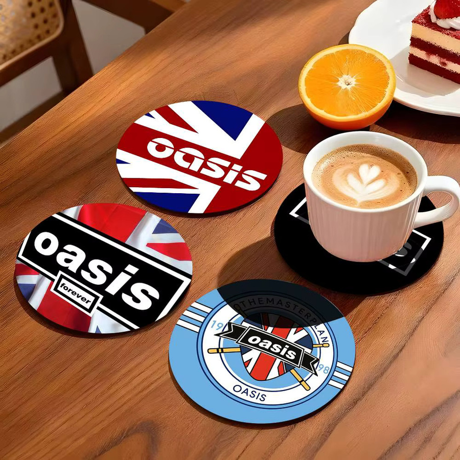 O-Oasis Band Holzuntersetzer rund mit Farbdruck in Multicolour - Bild 2
