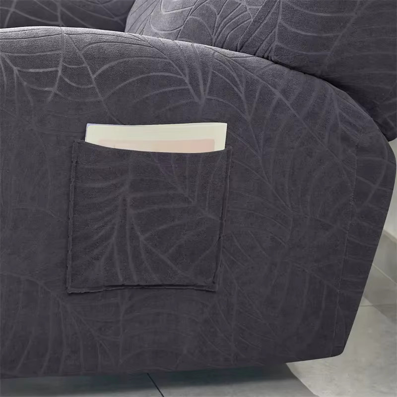 WANERQU Jacquard Sofa Schonbezug mit Blättermuster, Wasserabweisend und Elastisch, Grau - Bild 4
