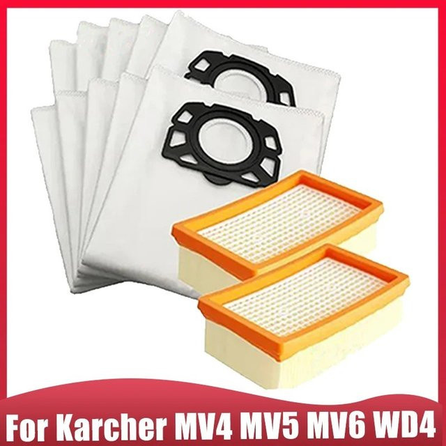 Kaercher Ersatzteil-Set für MV4 MV5 MV6 WD4 WD5 WD6 Staubsauger mit Staubbeuteln und HEPA-Filter in Grau und Weiß - Bild 1