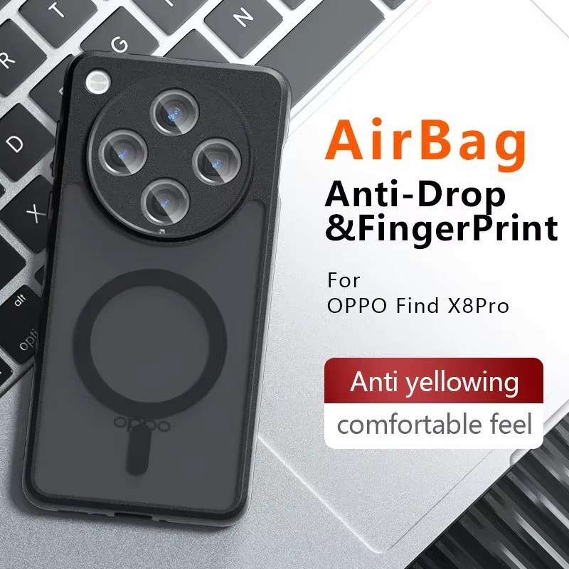 Magnetische Schutzhülle für OPPO Find X8 Pro, X8 Ultra und X8s, Stoßfeste Acryl Handyhülle mit matter Oberfläche, Farbe: Schwarz - Bild 2