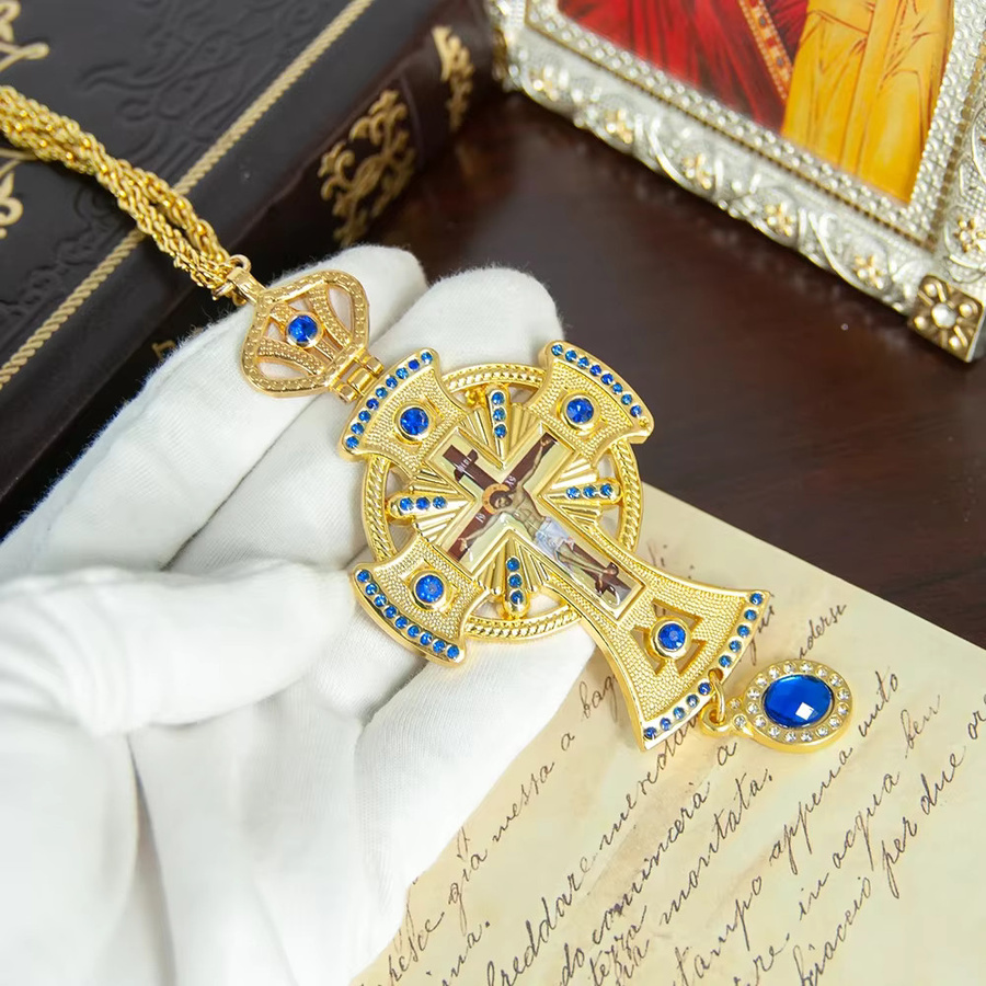 HTISOK Kreuz-Anhänger, Messing, Gold, Unisex - Bild 4