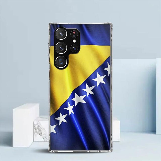 Handyhülle mit Bosnien und Herzegowina Flaggen-Design für Samsung Galaxy S24 S25 S26 Ultra S23 S22 S21 S20 FE Plus, weiche TPU Rückseite, Multicolour - Bild 1