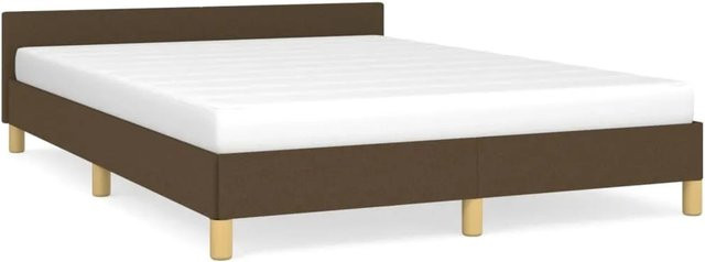 vidaXL Bettgestell mit Kopfteil in Dunkelbraun aus Stoff, B/T/H: 140 x 200 x 143 cm - Bild 1