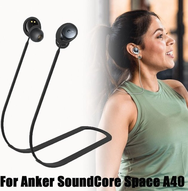 Anker Silikon Lanyard Halsband für SoundCore Space A40 Bluetooth Kopfhörer in Weiß - Bild 1