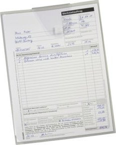 Eichner Auftragstasche Light aus PVC für DIN A4 mit Schlüsselfach, 10 Stück, Hellgrau/Transparent, B: 23,0 cm, T: 0,5 cm, H: 33,0 cm - Bild 1