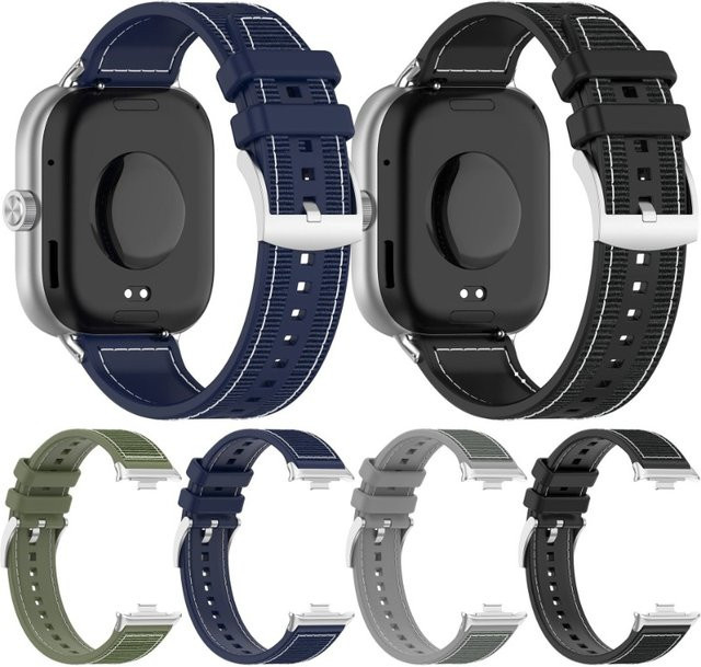Xiaomi Uhrenarmband, Silikon, Geflochtenes Nylon, Schwarz, Redmi Uhr 4/5, Mi Band 9/8 Pro - Bild 1