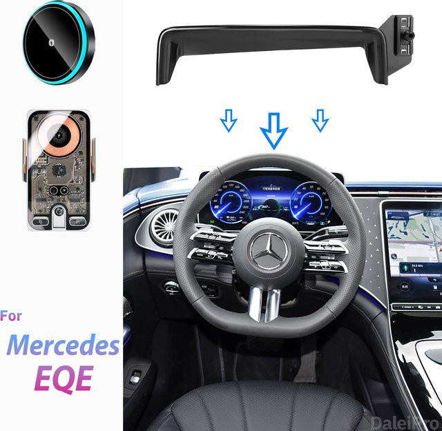 DaleiPro Handyhalterung mit kabellosem Ladegerät für Mercedes-Benz EQE 350 (2023-2026) in Schwarz - Bild 1