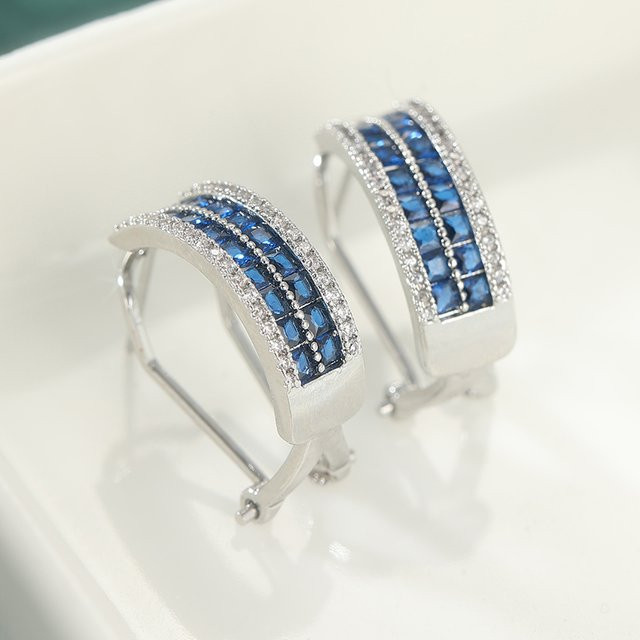 YoYo Creolen, Silber, blaue Zirkonia, Damen - Bild 1