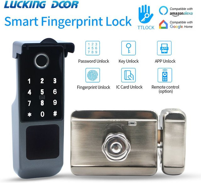 LUCKING DOOR Intelligentes Smart Bluetooth Fingerabdruck Schloss mit TTLOCK App, Wasserdichtes Elektronisches RFID-Schloss für Außentüren und Felgen - Bild 1