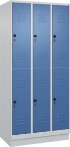 C+P Doppelstock-Spind Classic PLUS mit Sockel, 3 Abteile, Farbe Fernblau/Grau, H x B x T: 195 x 90 x 50 cm - Bild 1