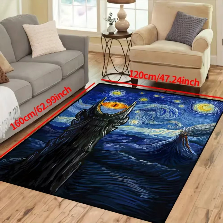 VIKAMA Lord of the Rings Eye of Sauron Fußmatte aus Polyester, blau, rutschfest und waschbar, B: 120 cm, T: 80 cm - Bild 5