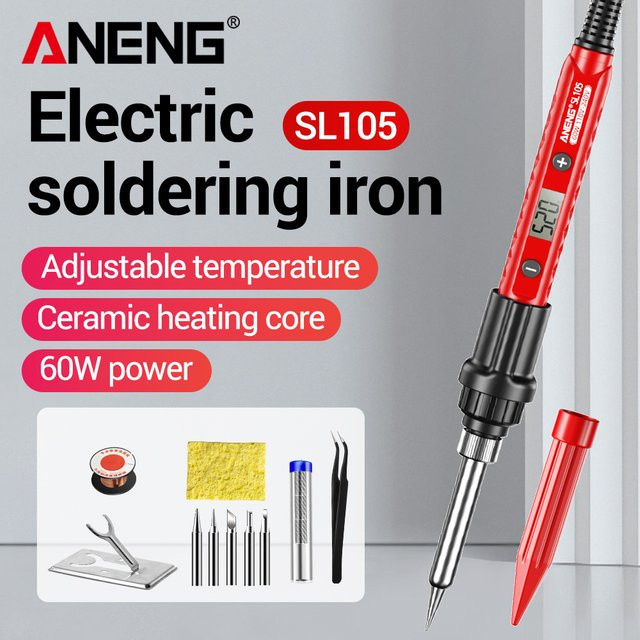 ANENG SL105 Elektrisches Lötkolben Set mit LCD Digital Display, 60W verstellbare Temperatur und Schnellheizung für Reparaturarbeiten - Bild 1