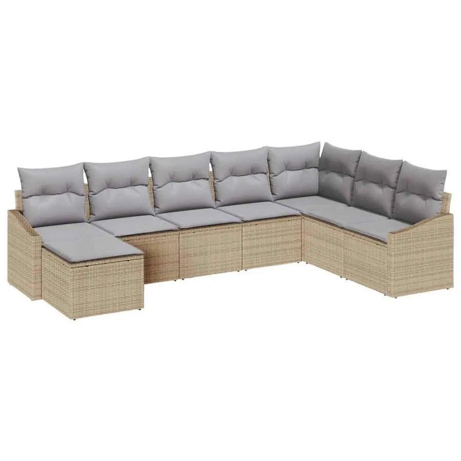 vidaXL Garten-Sofa-Set 8-teilig aus Poly-Rattan in Beige mit Polsterung und Stahlgestell - Bild 2