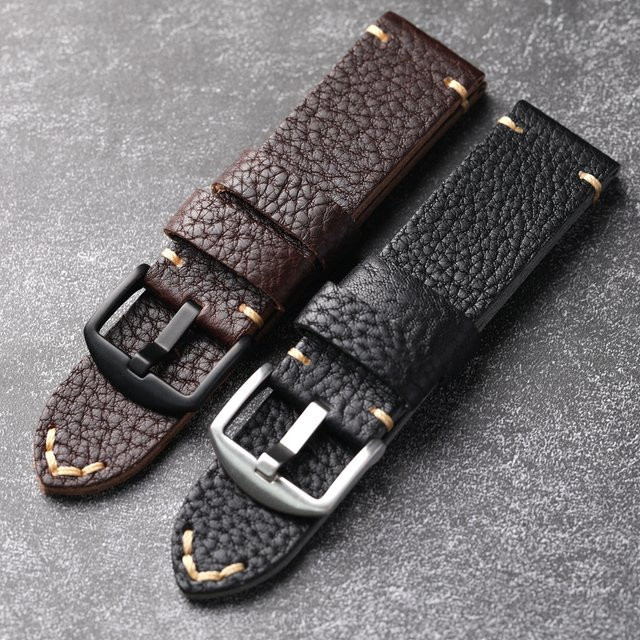 Raystray Uhrenarmband Leder, Vintage, Herren, Schwarz - Bild 1