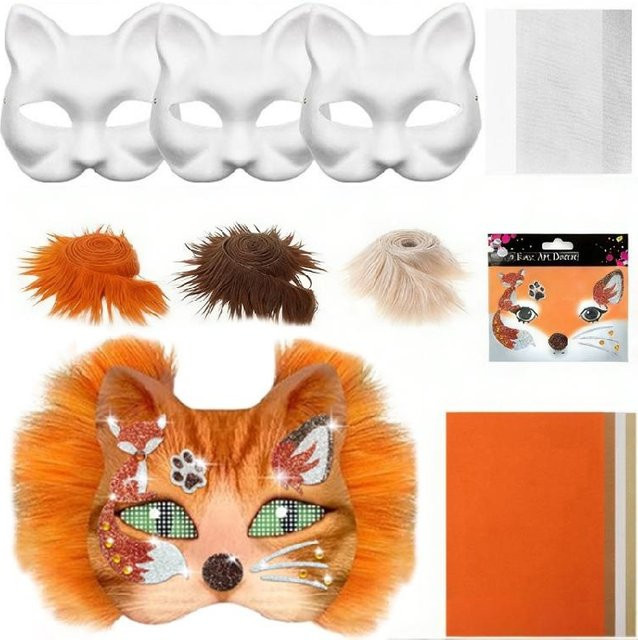 Argon Katzenmasken Bastelset, Pappe / Karton, beige, bunt / mehrfarbig - Bild 1