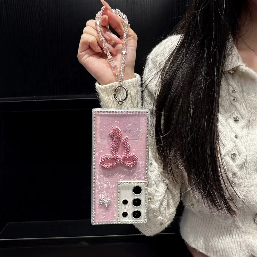 Glitzernde Handyhülle mit Muschelmuster und Schleifen für Samsung Galaxy Modelle in Weiß - Bild 3