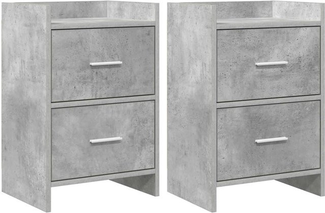 vidaXL Nachttische 2er Set Betongrau aus Holzwerkstoff B/T/H: 40 x 30 x 60 cm - Bild 1