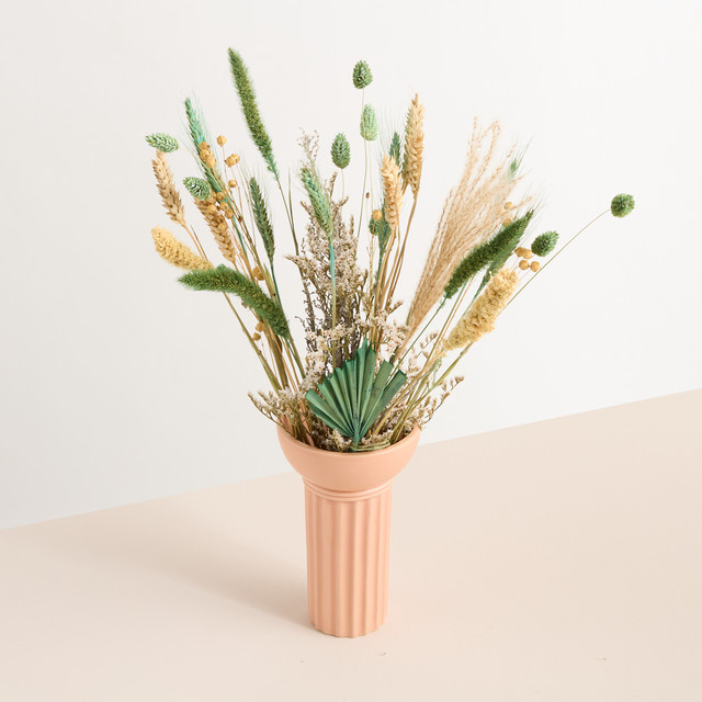 Trockenblumenstrauß BLUME2000 in Grün und Gelb für die Frühlingsdekoration auf dem Tisch - Bild 1