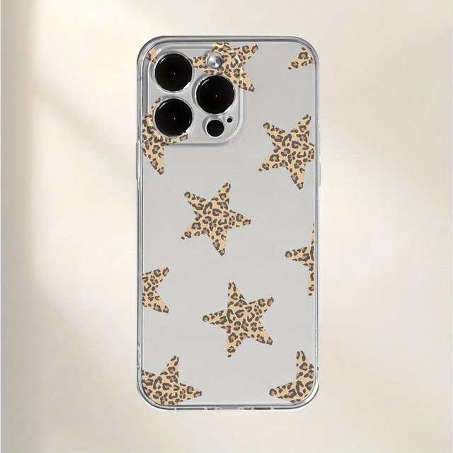 Transparente TPU-Handyhülle mit Leopardenmuster und Sternen für iPhone 11 bis iPhone 17 Pro Max - Bild 1