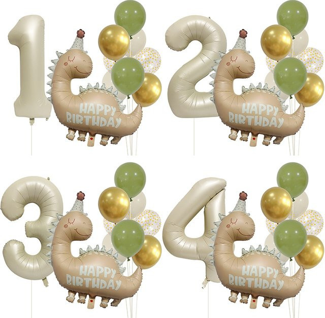 YINLCENT Retro Dinosaurier Party-Dekoration Set mit Aluminium-Folienballons in Karamell Braun für Kinder Geburtstage - Bild 1