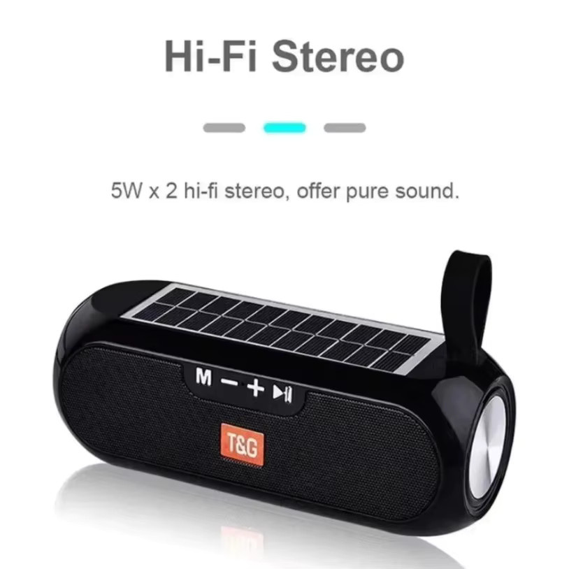 VIKEFON TG182 Tragbarer Solar-Boombox Outdoor-Lautsprecher 10W Schwarz mit USB-A, 3,5 mm Jack, FM-Radio und Wasserdichtigkeit - Bild 6