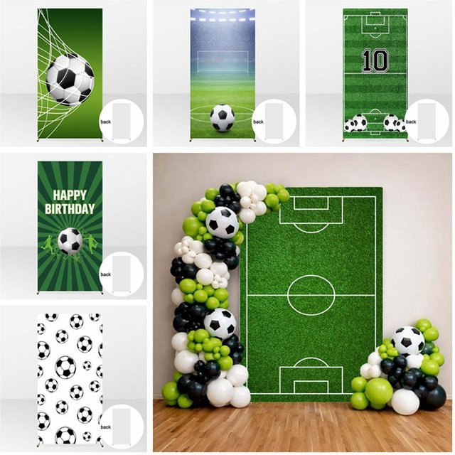 Yeele Fußball-Hintergrundbezug in Grün für Kindergeburtstage und Fotostudios als quadratische Spandex-Fotokulisse - Bild 1