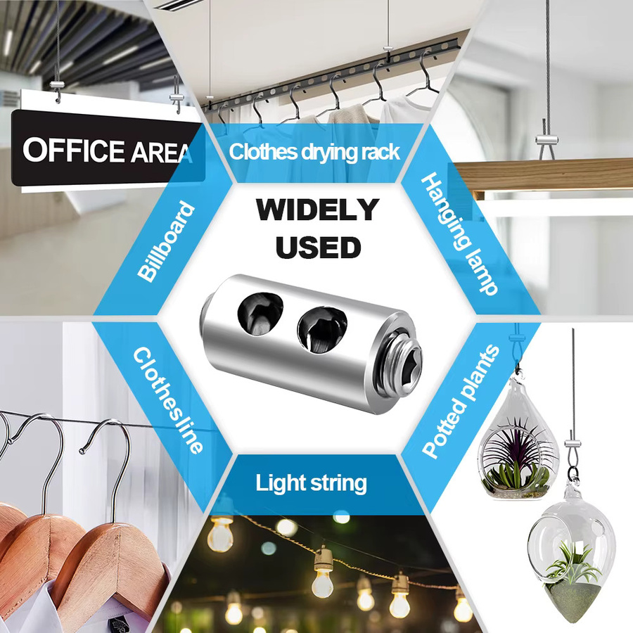 10 Stück Drahtseilklemmen aus Edelstahl in Silber, verstellbare Kabelverschlüsse mit Schraube für 2/3 mm Drahtseile - Bild 3