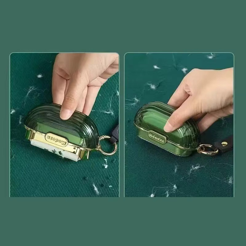 JETTING Fusselrolle mit Doppelkopf und Deckel, transparent grün, tragbare Mini-Fusselrolle aus Kunststoff - Bild 2