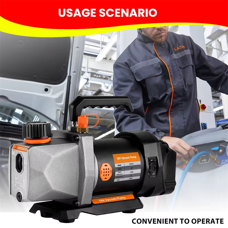 Makita Akku-Vakuumpumpe 5PA 1/2HP mit 1/4 Luftanschluss für Kühlschrank und Klimaanlage, Grau, kompatibel mit Makita 21V/18V Akkus - Bild 3