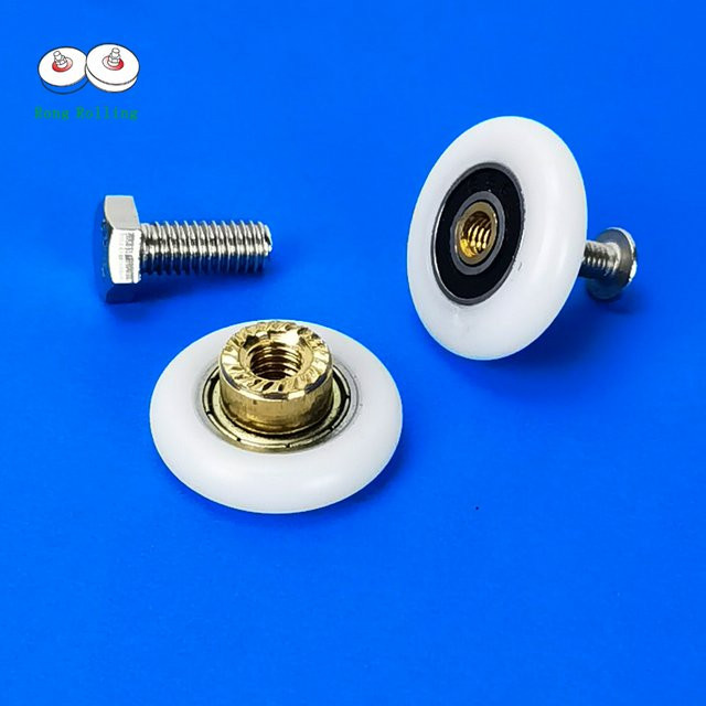 8 Stück Duschtürrollen aus Nylon von Rong Rolling in Weiß mit M4 oder M6 Schrauben als Schienenlaufräder für dein Badezimmer - Bild 1