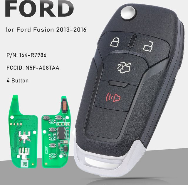 KEYECU Klappschlüssel Fernbedienung Keyless Fob für Ford Fusion 2013-2016, Farbe: Schwarz, Modell: 164-R7986 N5F-A08TAA - Bild 1