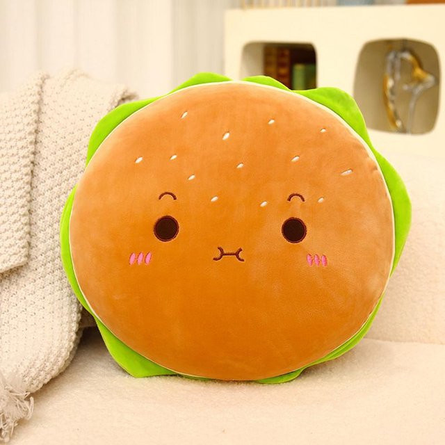 Yiran toy Hamburger Plüschkissen aus Daunenbaumwolle, braun, B/H: 40 x 40 cm - Bild 1