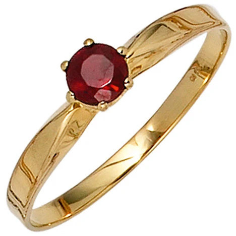 Colfem Ring 585 Gelbgold, Granat, Damen, Ringgröße 58 - Bild 1