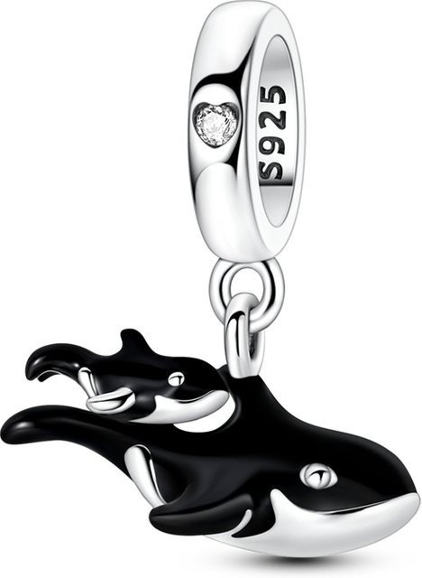 Parmuz Anhänger Orca Mutter und Jungtier, 925 Silber, Perle, Damen - Bild 1