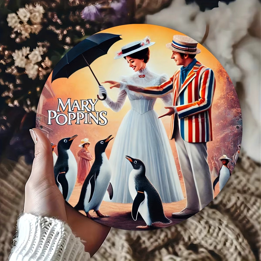 Potdemiel Mary Poppins Vintage Rundes Aluminiumschild, Durchmesser: 19,81 cm, Mehrfarbig - Bild 4
