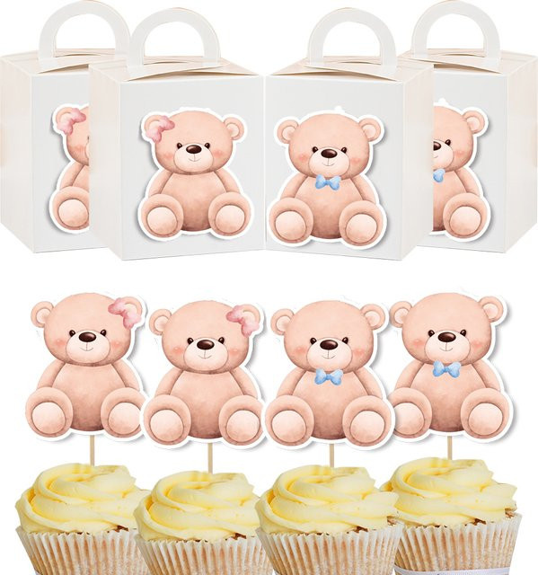 Cartoon Bär Kuchen Topper aus Papier in Blau und Mehrfarbig für Kinder Geburtstag und Baby Shower Party Dekoration - Bild 1