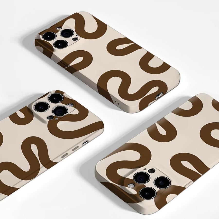 Handyhülle mit gewelltem Design in Braun und Beige für Apple iPhone 17 16 15 14 13 12 Pro Max Plus mit doppellagiger Rückseite - Bild 3