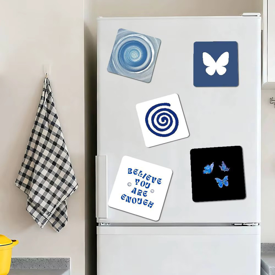 Dekorative Kühlschrankmagnete im blauen Design mit Sternen, Herzen und Katzenmotiven für deine Home Decor Gestaltung - Bild 2