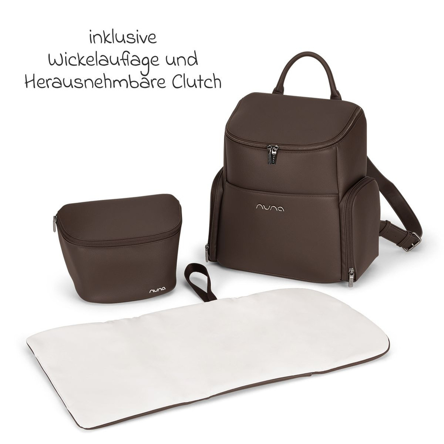 Nuna Wickelrucksack mit Wickelunterlage und Innen- sowie Außenfächern in Cocoa - Bild 2
