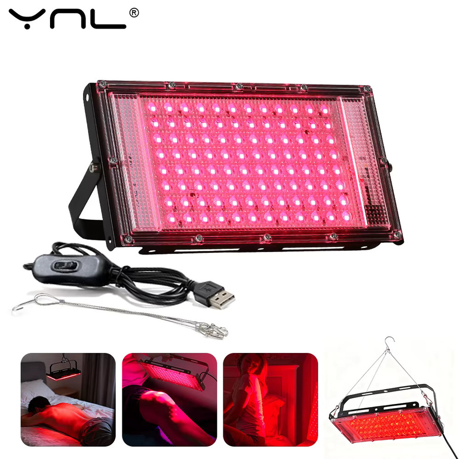 YNL LED Flutlicht IP65 Wasserdicht mit USB-Anschluss, Schwarzer Outdoor LED Reflektor Scheinwerfer für Garten und Terrasse - Bild 1