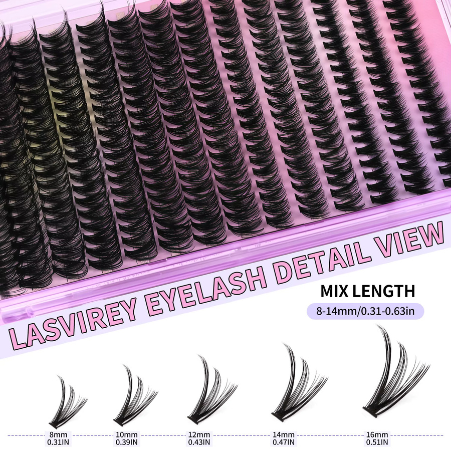 Lasvirey Lash Clusters DIY Wimpernverlängerung, 5D Volumen, Faux Nerz - Bild 6