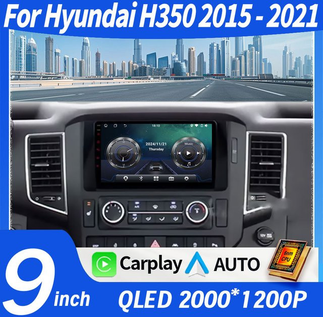 OPUYYM Android 15 Auto Radio für Hyundai H350 2015 - 2021 mit GPS, Multimedia Player, Navi Head Unit Stereo, 360 Kamera, DSP, RDS und Bluetooth in Schwarz - Bild 1