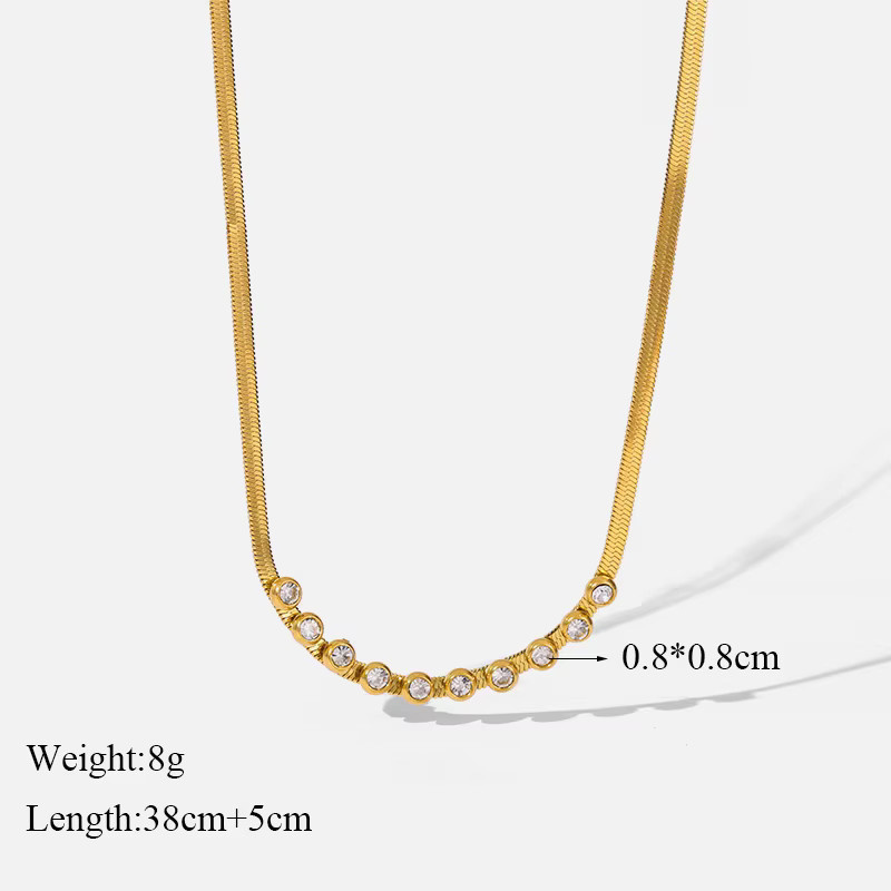 Eilieck Halskette Edelstahl, Gold, Zirkonia, Damen - Bild 2