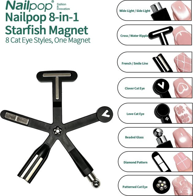 Nailpop Nagelmagnet für Katzenauge Maniküre, Schwarz/Rosa - Bild 1