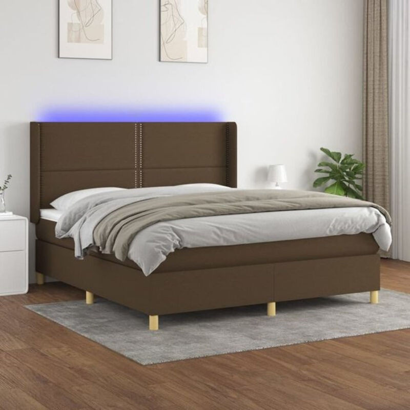 Vidaxl Boxspringbett mit Matratze in Braun und Weiß aus Stoff und Holzwerkstoff, B/T/H: 180 x 200 x 118 cm - Bild 1
