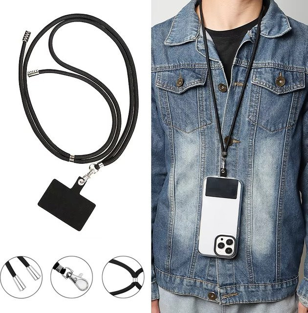 BRYNTHORX Universelles Handy-Umhängeband aus Nylon in Schwarz, Verstellbares Sportliches Nackenband als Anti-Verlust-Lanyard für dein Mobiltelefon - Bild 1