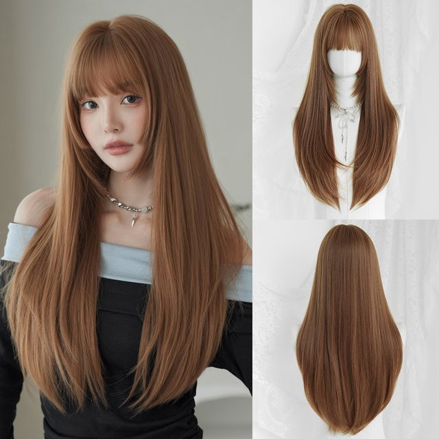 7JHH WIGS Perücke, lange geschichtete Haare, honigbraun, Damen - Bild 1