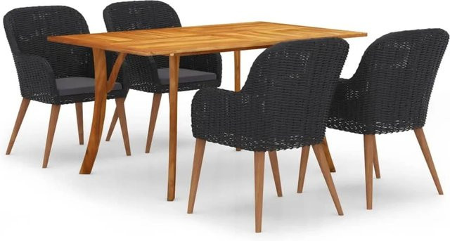 vidaXL 5-teilige Garten-Essgruppe aus Akazien-Massivholz in Schwarz - Bild 1