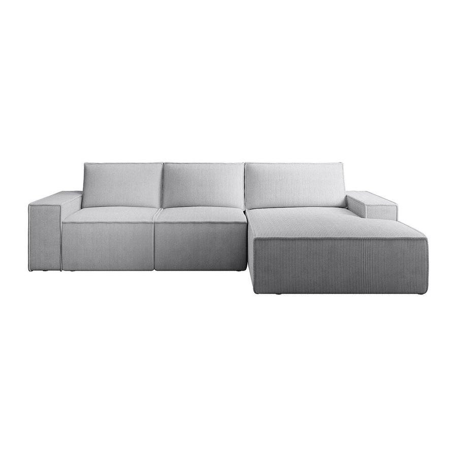 Vente-unique Schlafsofa Amelia in Hellgrau mit Cordstoff und Schlaffunktion, Breite: 297 cm - Bild 2