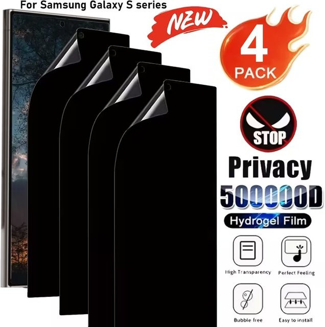 4er-Pack Anti-Spionage Hydrogel Displayschutzfolie für Samsung Galaxy S26 S25 S24 S23 S22 S21 Plus sowie Samsung Note 20 Ultra 10 9 8 - Bild 1